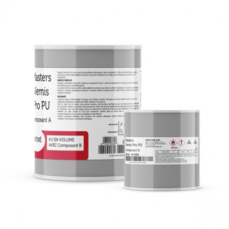 Vernice poliuretanica bi-componente a base solvente.