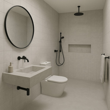 Calcestruzzo lucidato su piastrelle - Kit per il bagno - 5m² e 10m²