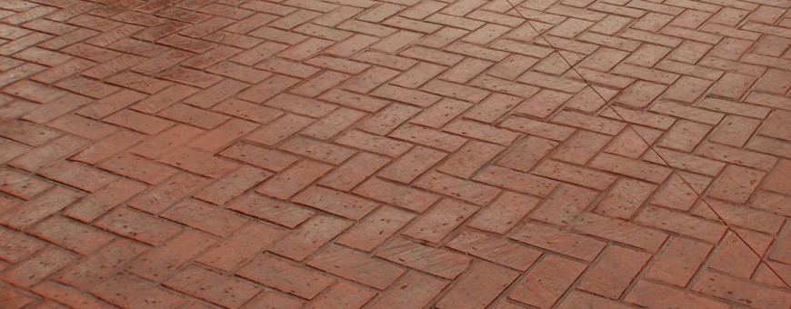 Verschillende steenpatronen en stempels voor gestempeld beton